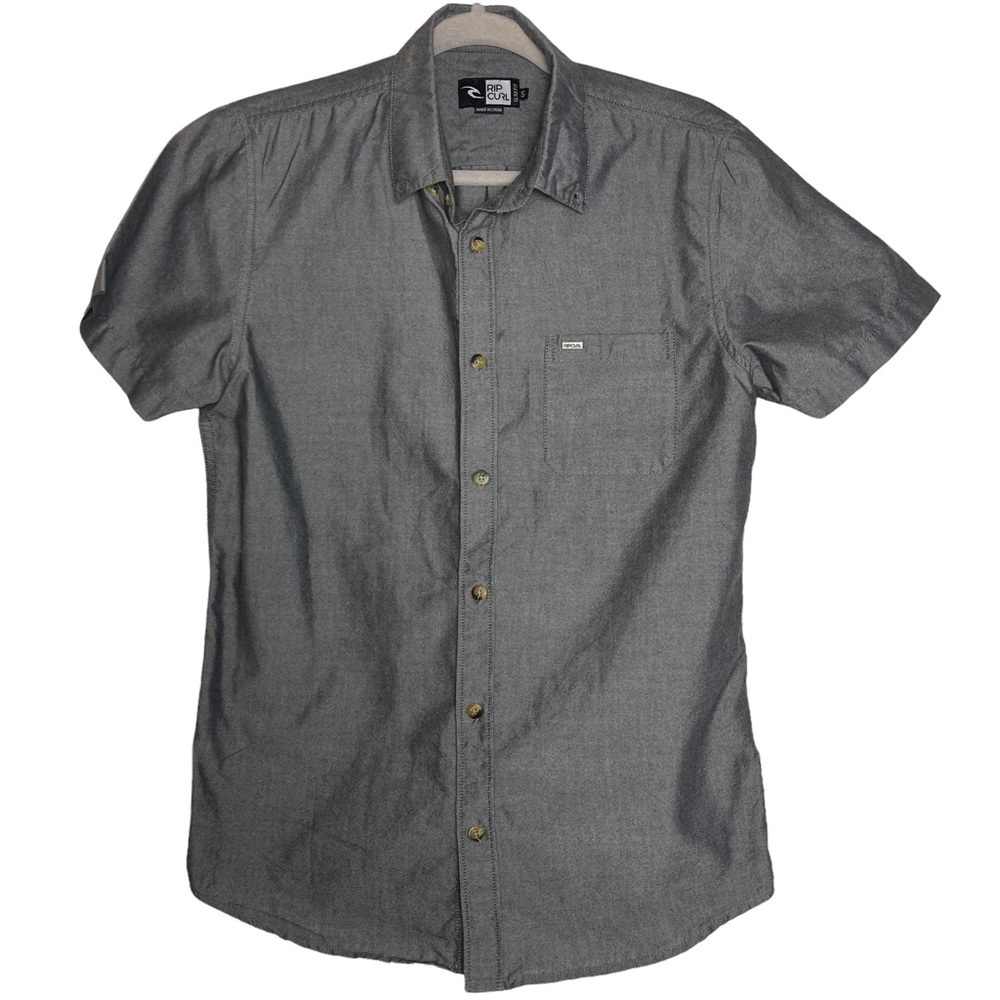 Rip Curl Dark Gray Button Down Slim Fit Short Sleeve Shirt Size S
